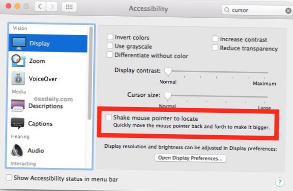Cum se ascunde cursorul pe macOS