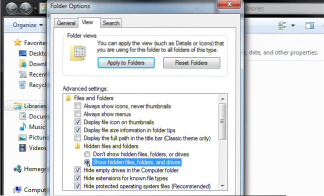 Cómo ocultar / mostrar un archivo o carpeta en Windows 7