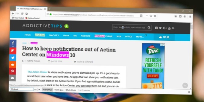Come evidenziare tutte le corrispondenze nella barra di ricerca di Firefox