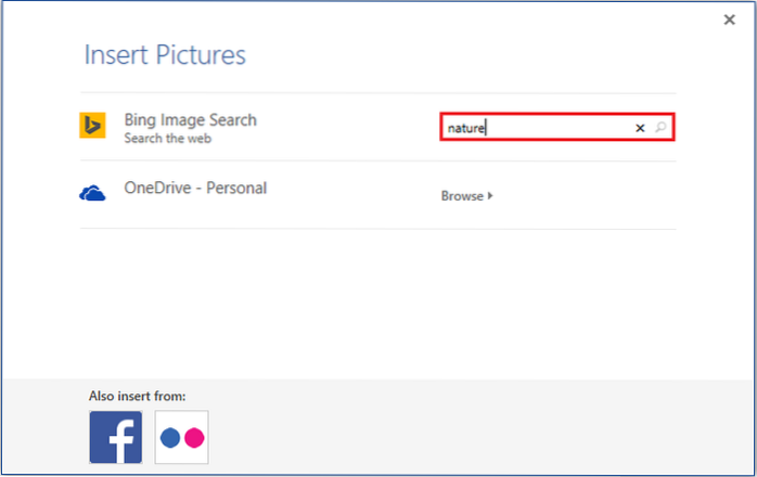 How to insert an online image in Microsoft Word 2016