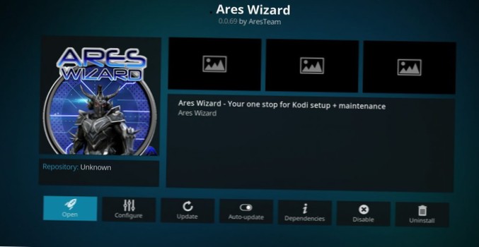 Hoe Ares Wizard Repository op Kodi te installeren