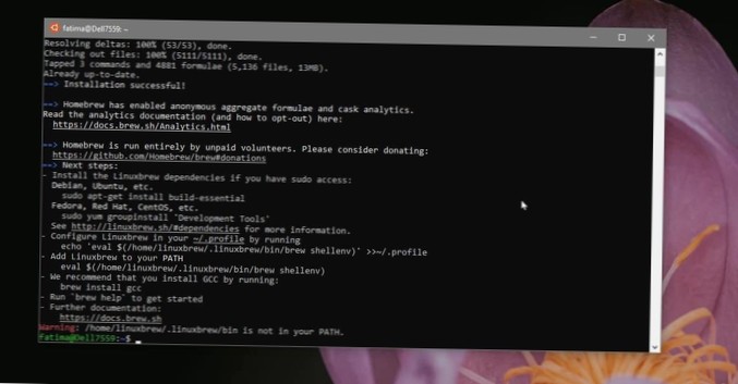 Sådan installeres Homebrew på Windows Subsystem til Linux på Windows 10