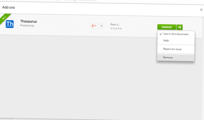 Add-ons installeren / verwijderen in Google Documenten