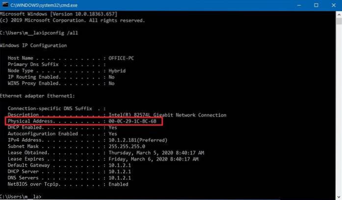 How to Know Mac Address / Physical address in Windows 10 PC