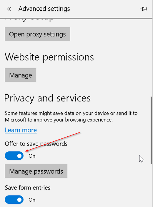 Cum se face ca Microsoft Edge să salveze parolele în Windows 10