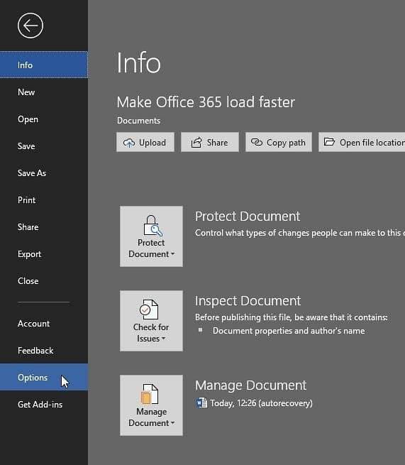 Come rendere più veloce il caricamento di Microsoft Office Word / Excel