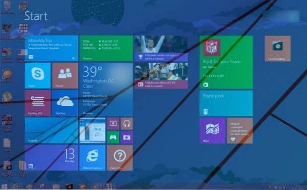Come rendere trasparente la schermata iniziale in Windows 8.1