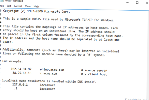 Comment modifier le fichier d'hôtes sous Windows 10