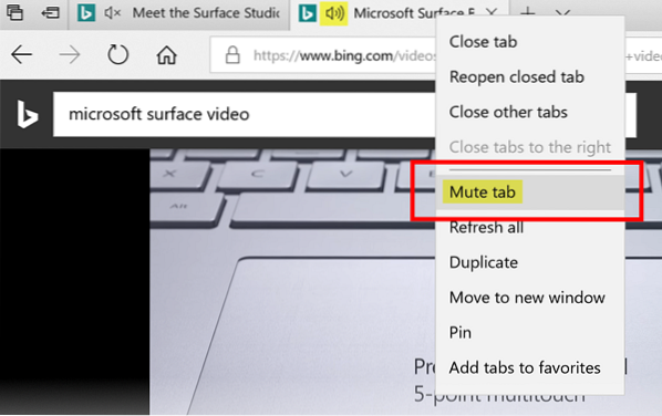 Come disattivare l'audio delle schede in Microsoft Edge in Windows 10