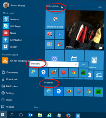 Comment nommer des groupes d'applications dans le menu Démarrer de Windows 10