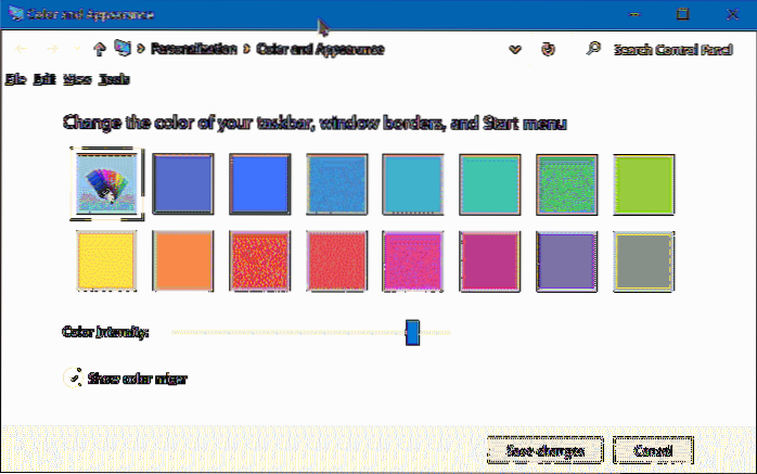Kleur en uiterlijk openen in Windows 10