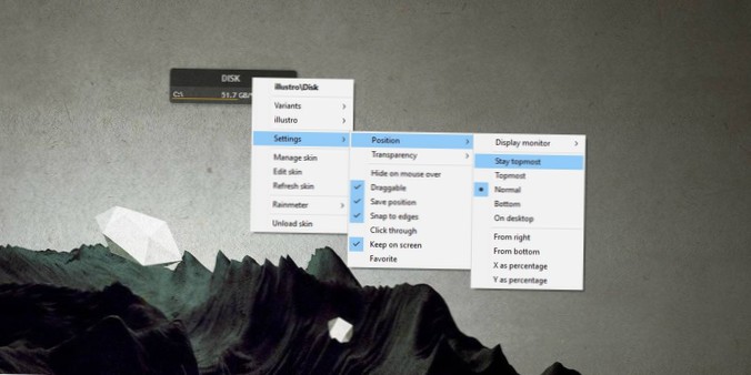 Como fixar películas de Rainmeter no topo