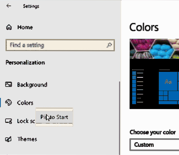 Sådan fastgøres specifikke indstillinger til startmenuen i Windows 10