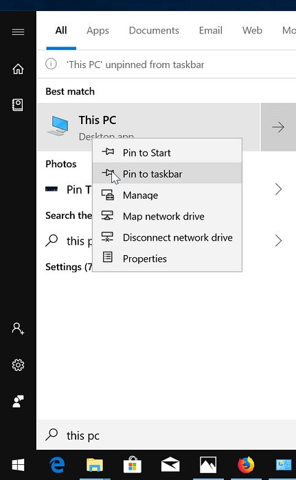Cum să fixați acest computer (pictograma computerului) pe bara de activități în Windows 10/8/7