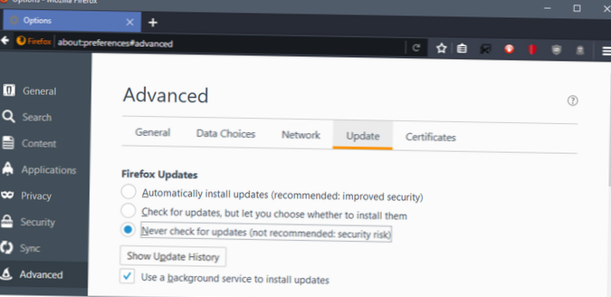 Cómo evitar la actualización automática a Firefox 57