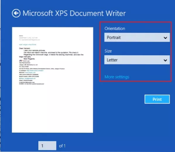 Come stampare e-mail dall'app di posta di Windows 8