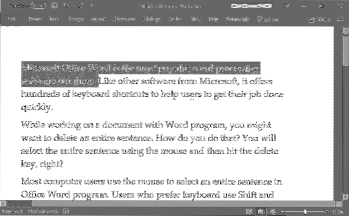 Hur man snabbt väljer en hel mening i Office Word