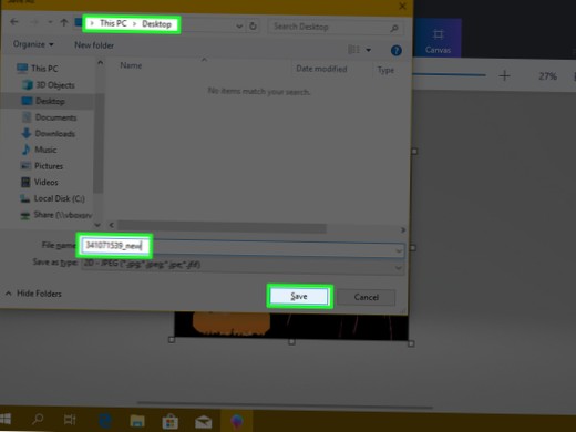 Jak odebrat zelené pozadí obrazovky z obrázku v systému Windows 10