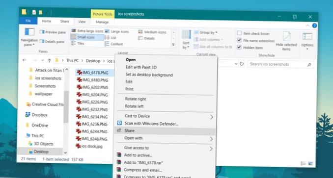 Cómo eliminar la opción Compartir del menú contextual en Windows 10