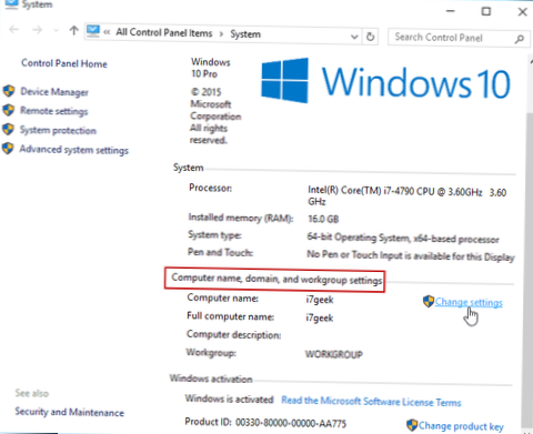 Jak přejmenovat počítač v systému Windows 10