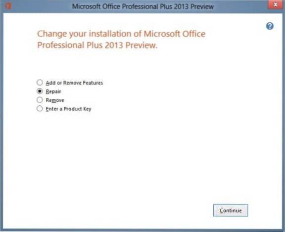 How To Repair Office 2013 Installation