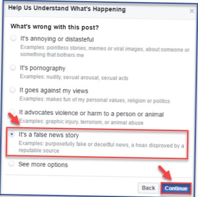 Sådan rapporteres en artikel på Facebook for dens indhold
