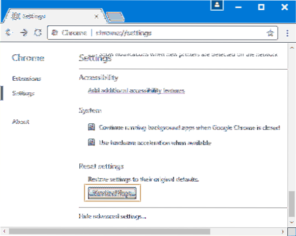 How To Reset Google Chrome Settings