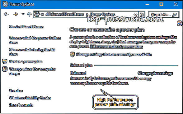 How to Restore missing Power Plan options on Windows 10