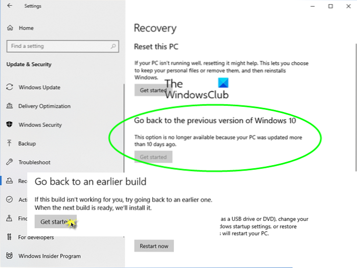 Cum să reveniți la versiunea precedentă de Windows din Windows 10