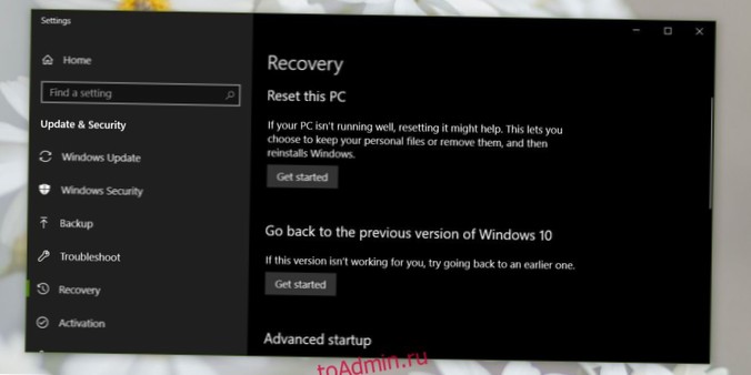 Teruggaan naar Windows 10 1709 vanuit 1803