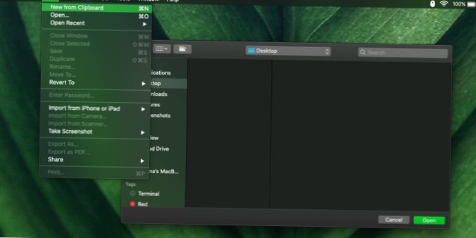 Como salvar uma imagem da área de transferência no macOS