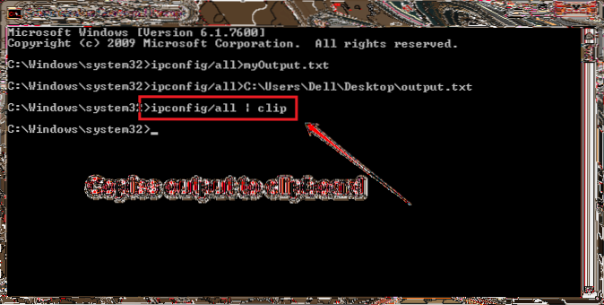 Jak uložit výstup příkazu CMD do textového souboru nebo do schránky v systému Windows