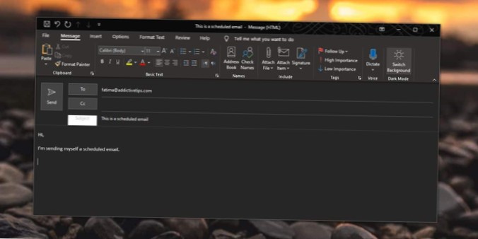 Slik planlegger du e-post i Outlook for Office 365