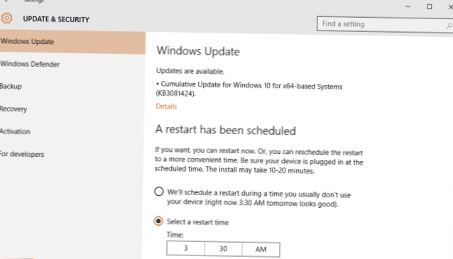 Hur man schemalägger när Windows 10 startar om för att installera uppdateringar