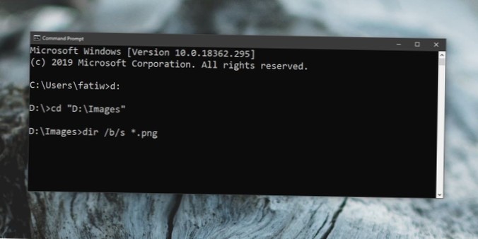 Hur man söker efter filer och mappar från kommandotolken på Windows 10