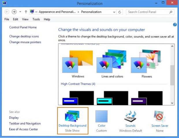 Hur man väljer specifika bakgrundsbilder i ett tema som ska användas som skrivbordsbakgrund i Windows 7/8.1