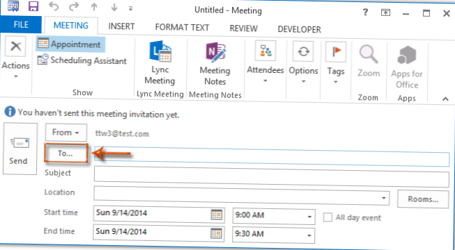 Cómo enviar invitaciones a reuniones en Outlook 2016