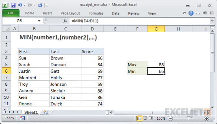 comment définir une valeur minimale et maximale dans la colonne Excel