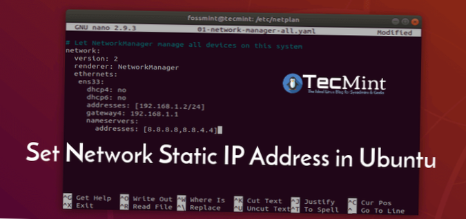 Comment définir une adresse IP statique sur Linux dans Network Manager