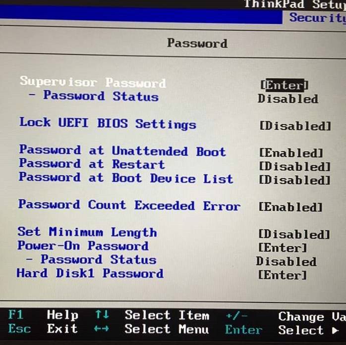 Come impostare la password del BIOS o UEFI in Windows 10