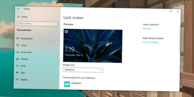How to set custom rotating images for the lock screen on Windows 10