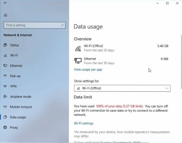 Come impostare il limite di utilizzo dei dati per le reti Wi-Fi in Windows 10