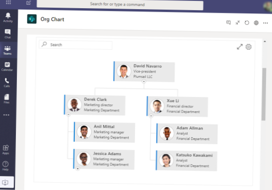 Cum se configurează organigrama Microsoft Teams