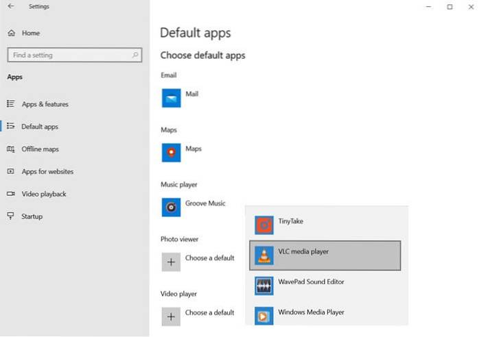 How to set VLC as default player on Windows 10