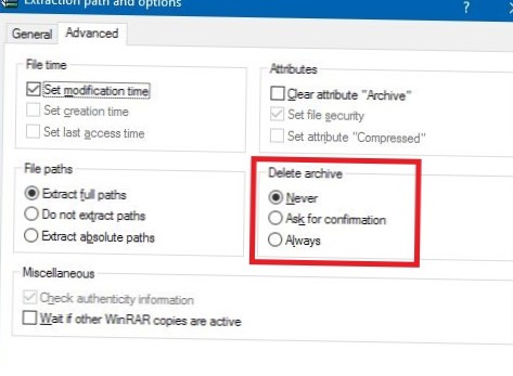 So stellen Sie WinRAR so ein, dass ein Archiv nach dem Extrahieren automatisch gelöscht wird