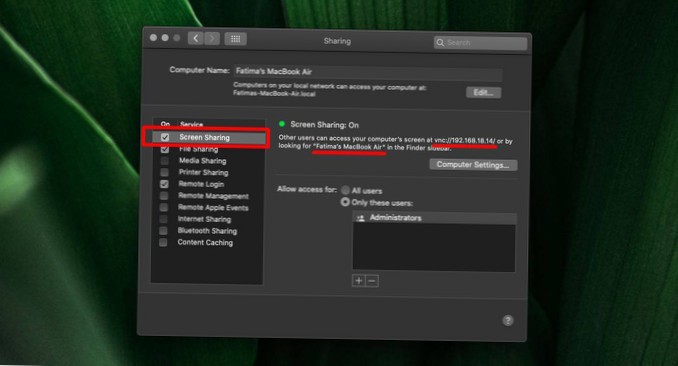 Como compartilhar a tela pela rede entre Macs