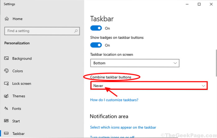 How to show texts beside icons in Taskbar on Windows 10