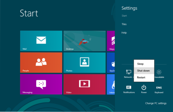 Como desligar o Windows 8