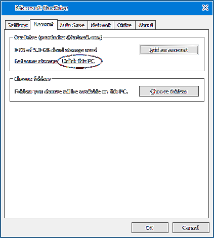 Hvordan logge på / logge ut (koble fra) OneDrive i Windows 10