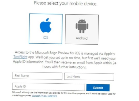 So melden Sie sich für Microsoft Edge Preview für iOS an